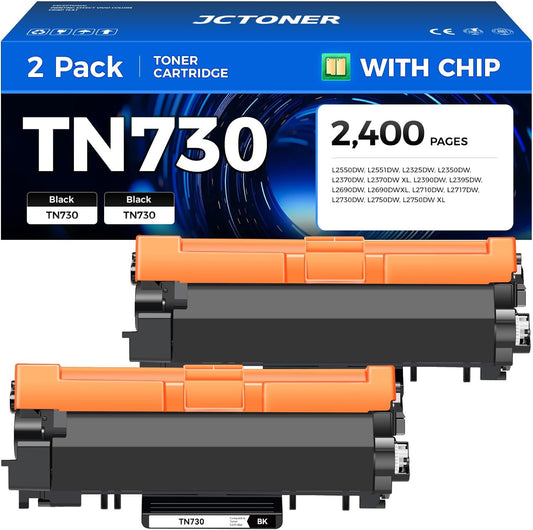 TN730 Black Toner Cartridge 2-Pack for Brother Printers