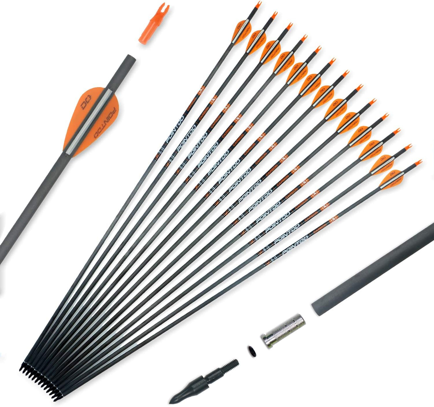 100% Carbon Arrow Practice Hunting Arrows for Compound Bows