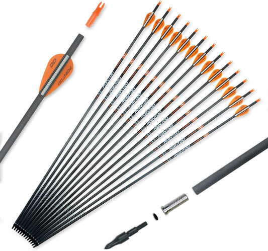 100% Carbon Arrow Practice Hunting Arrows for Compound Bows