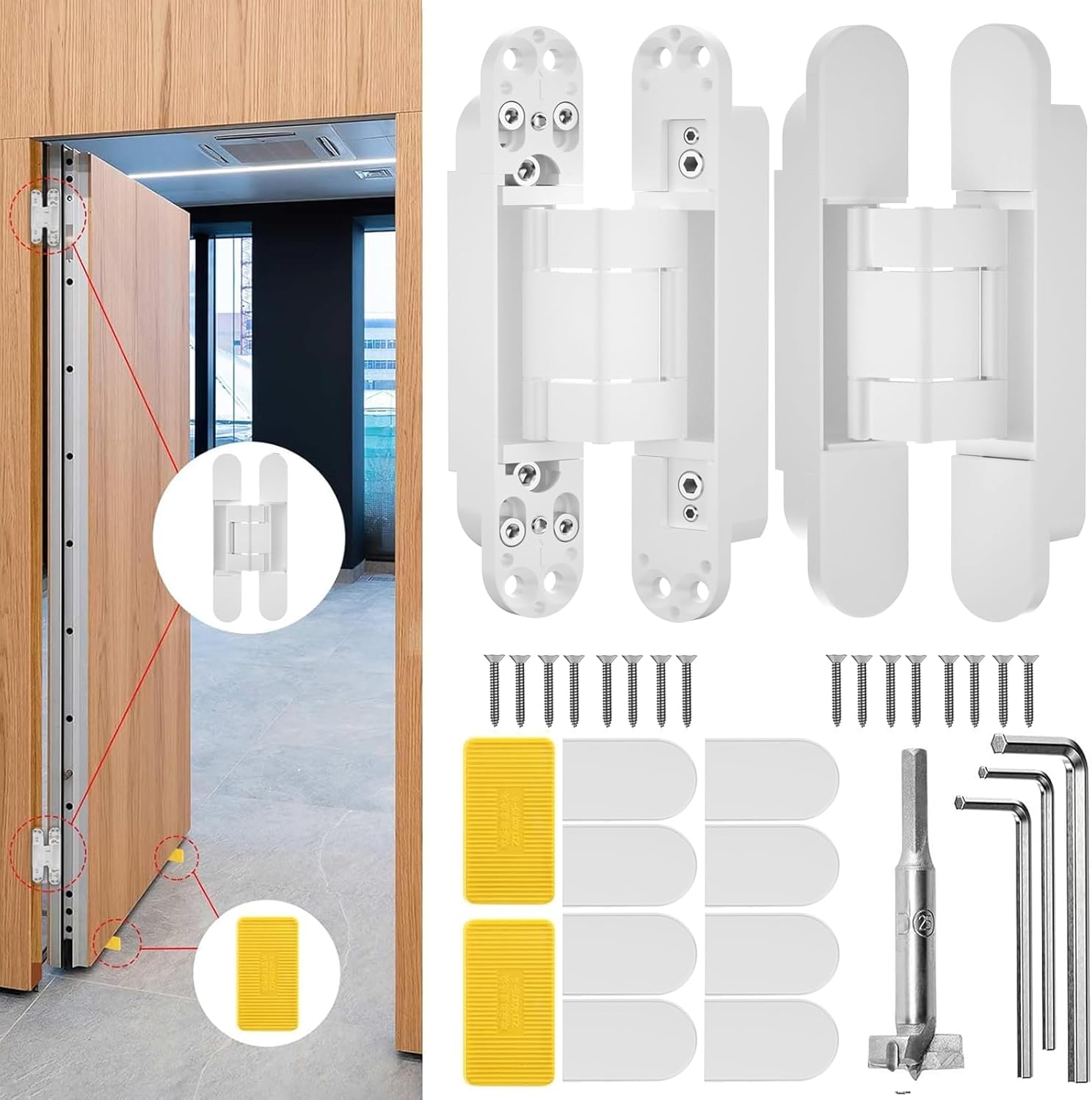 6 Inch Hidden Door Hinge for Invisible Doors - Adjustable Design