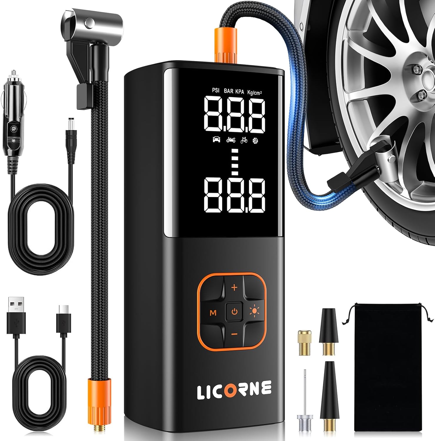 Portable Tire Inflator with 25000mAh Battery for Fast Inflation