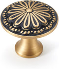 Black and Brushed-Gold Cabinet Knobs - 10 Pack Flower Brass Drawer