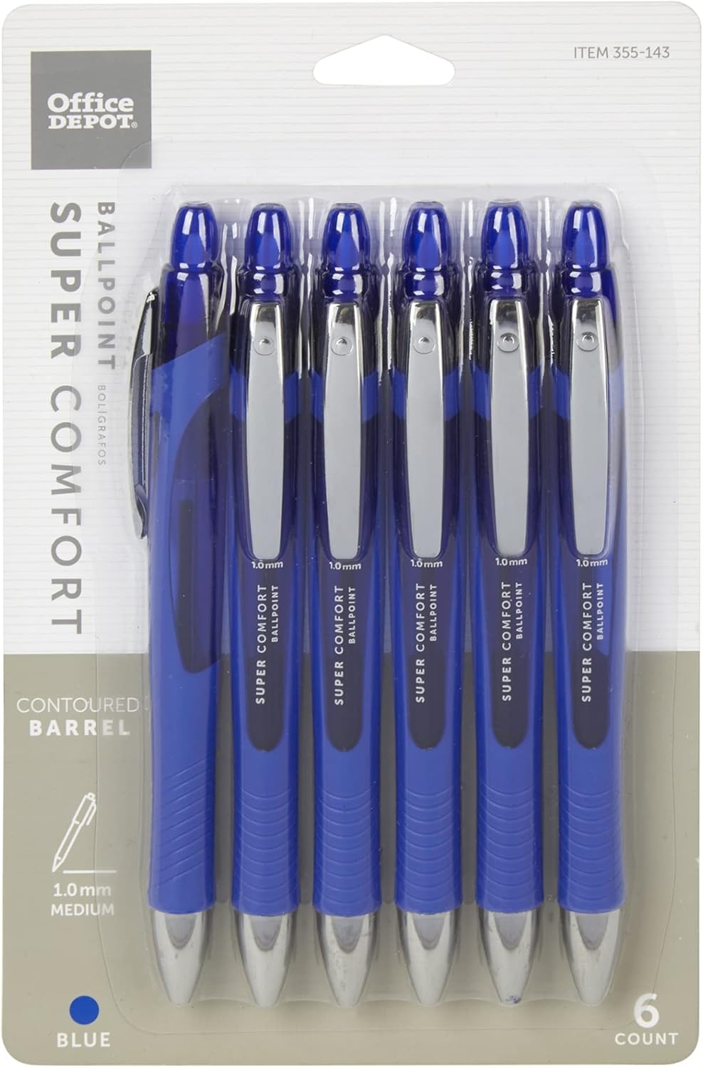 Smooth Writing Blue Ballpoint Pens x6