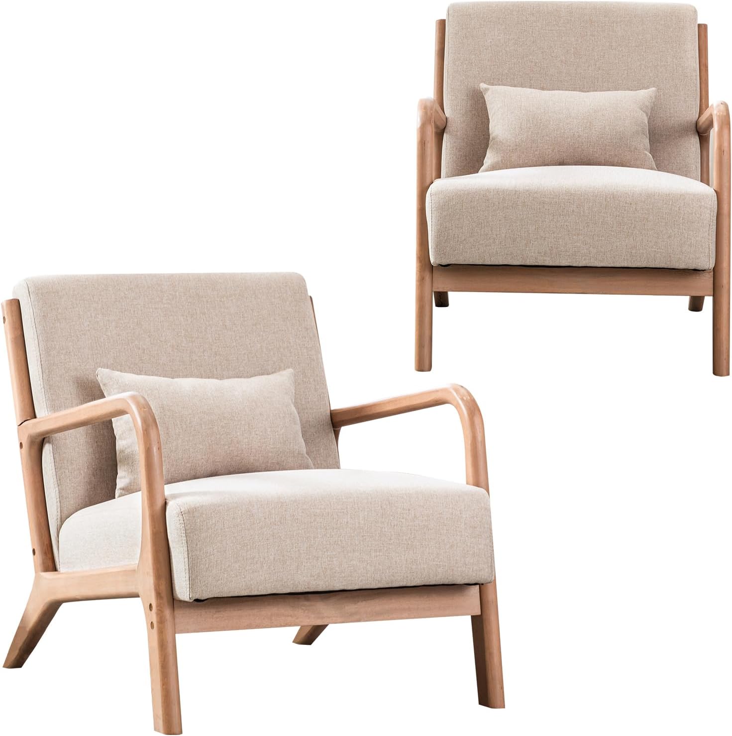 INZOY Mid-Century Modern Accent Chair Set of 2 for Living Room
