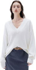 Women Cashmere Oversized V Neck Pullover Sweater - Slouchy Cozy Fit