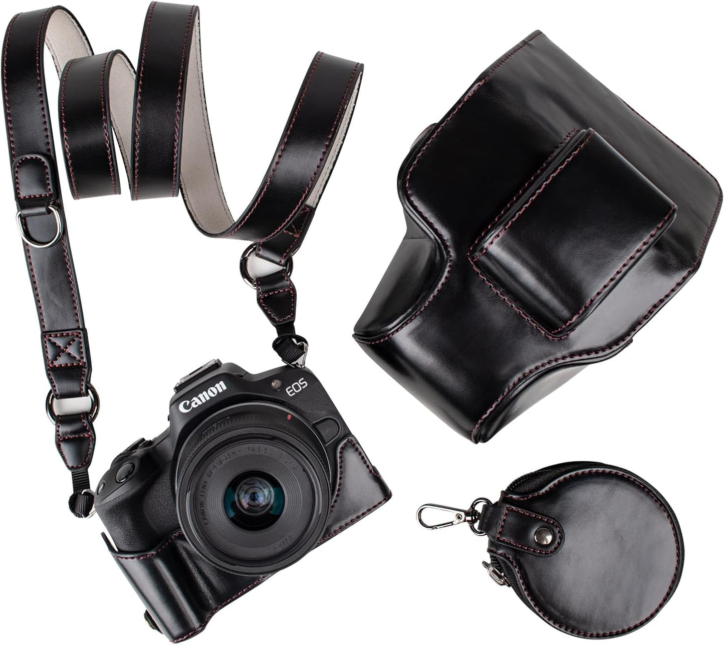 Protective Case for Canon EOS R50 R100 Camera - Black PU Leather