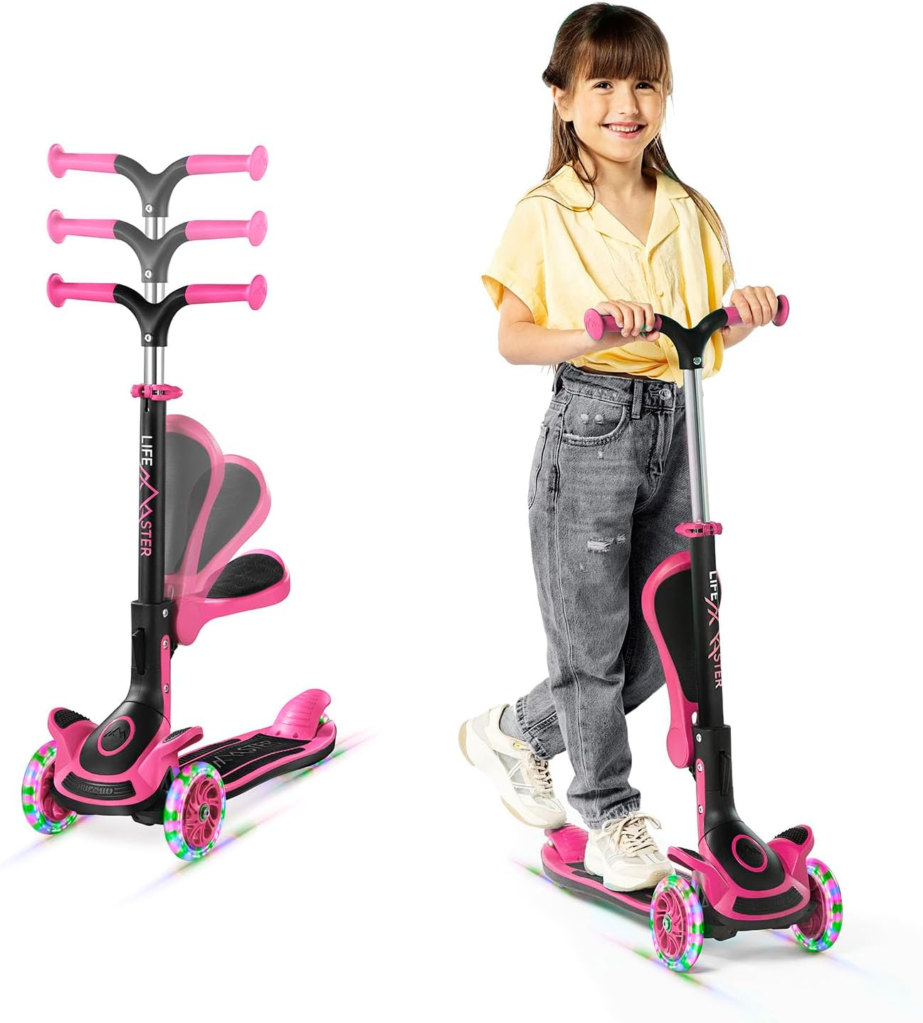 3 Wheel Scooter for Kids with Adjustable Height and LED Wheels