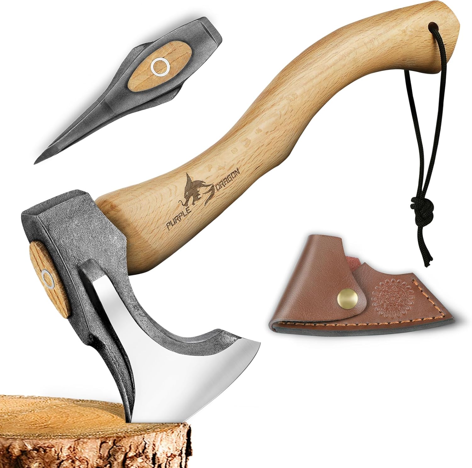 Purple Dragon Camping Hatchet - Hand Forged Splitting Axe Tool