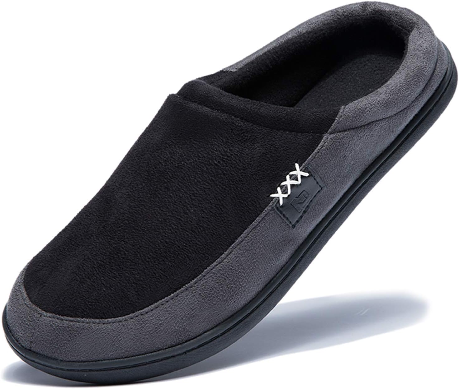 NewDenBer Men's Warm Memory Foam Suede Plush Clog Slippers