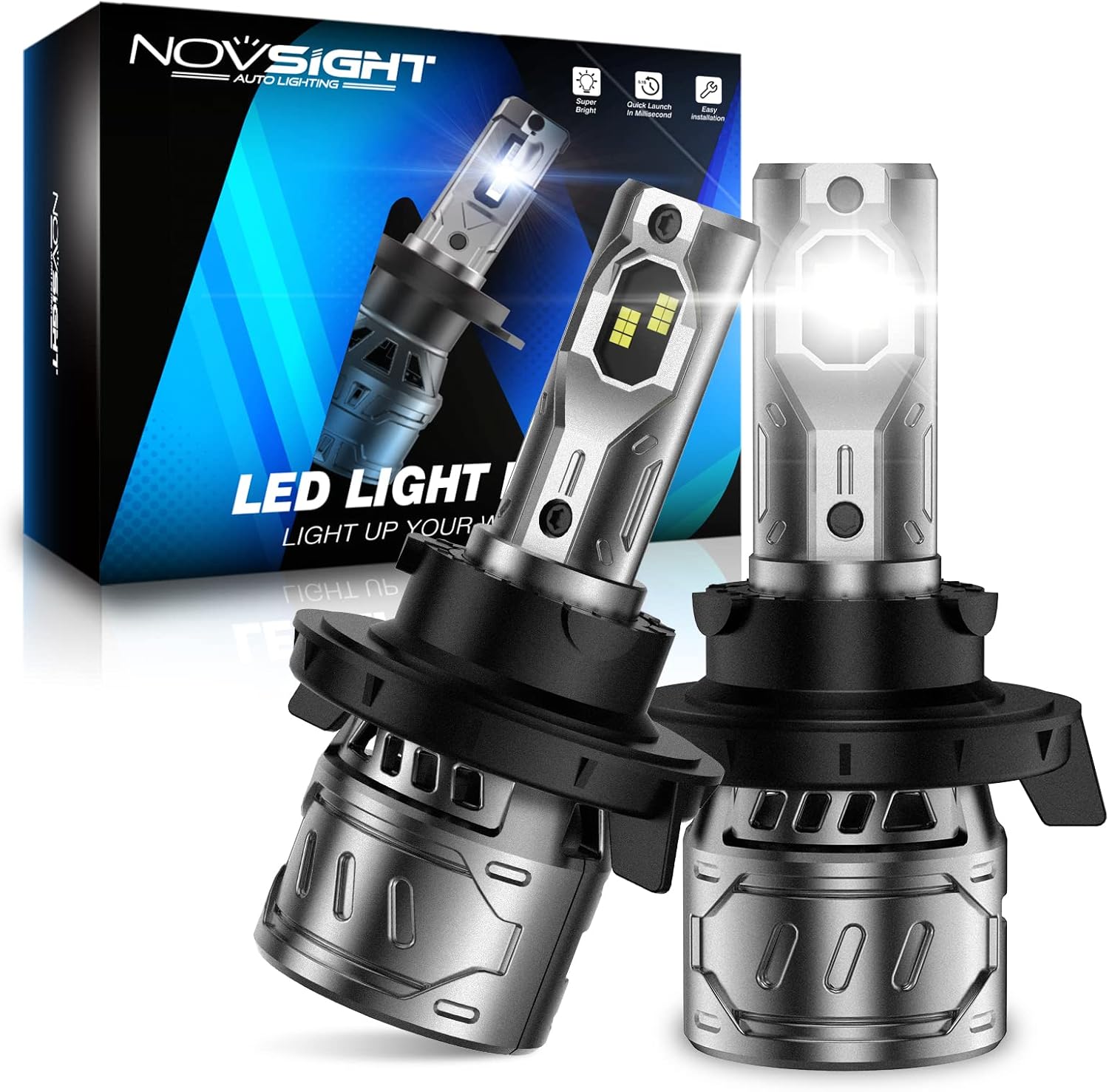 NOVSIGHT H13/9008 Bulbs: 400% Brightness for Safety
