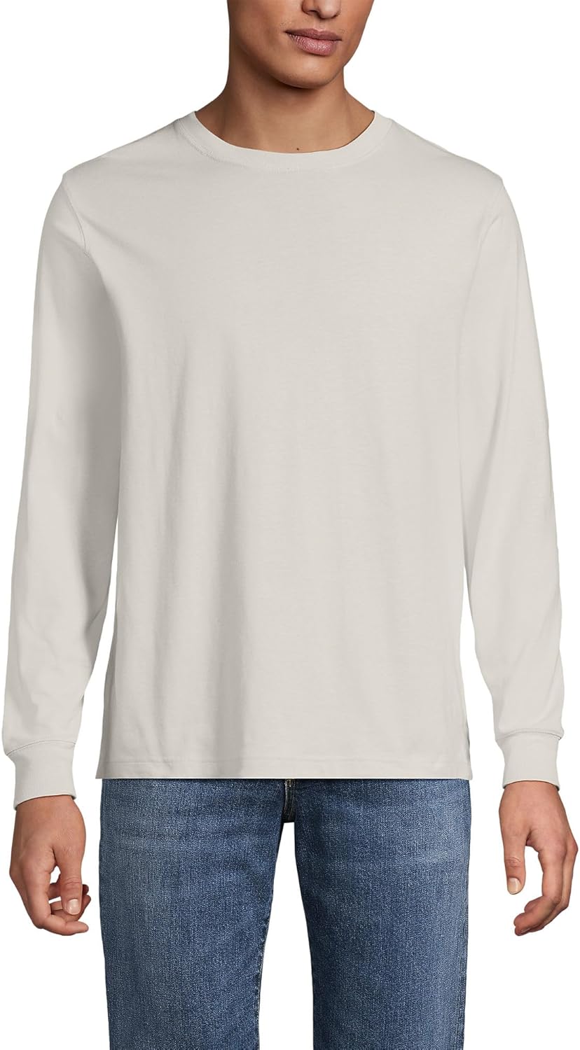 Lands' End Men's Super-T Long Sleeve T-Shirt for Everyday Comfort