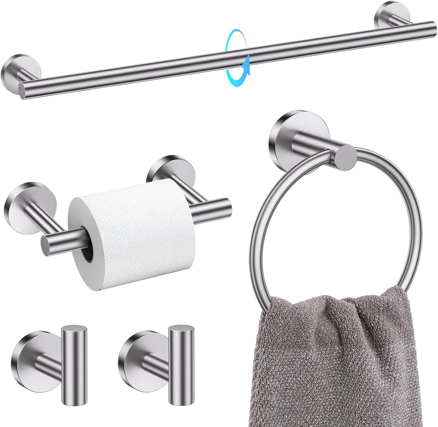 TQKAG Brushed Nickel 5 Piece Bathroom Hardware Set for Style