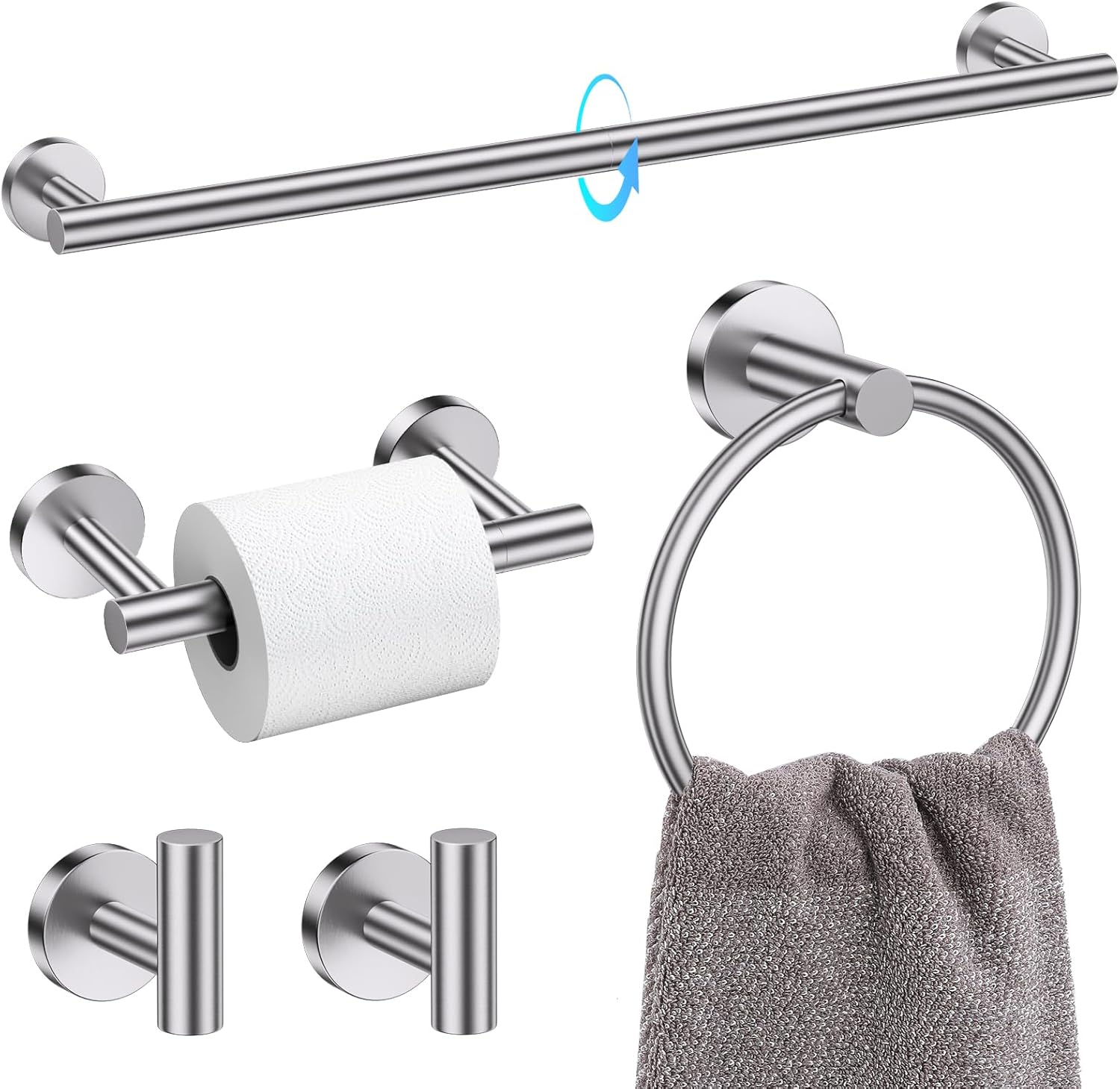 TQKAG Brushed Nickel 5 Piece Bathroom Hardware Set for Style