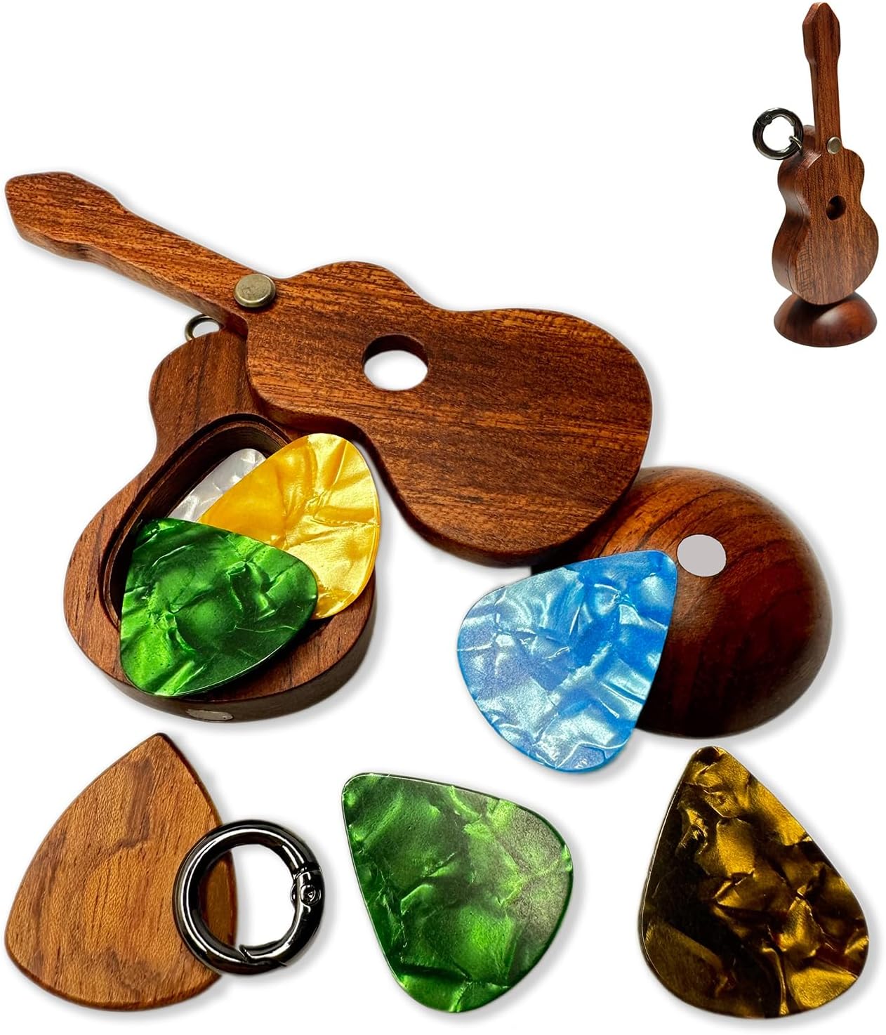 Wooden Guitar Pick Holder Set ~ Music Lover's Delight