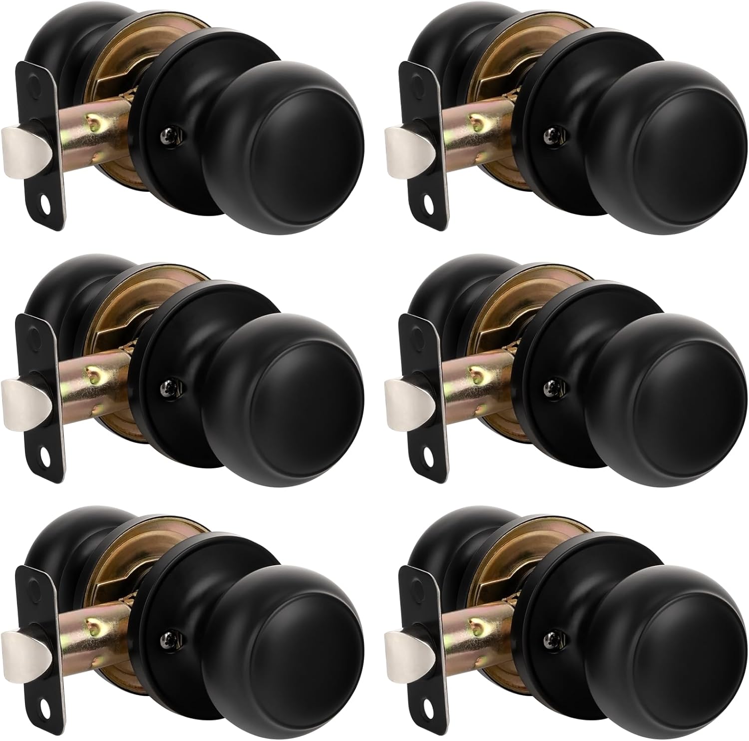 HOSOM 6 Pack Matte Black Door Knobs for Interior Doors