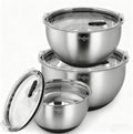 Mixing Bowls with Airtight Lids & Valve - Stainless Steel Nesting Set