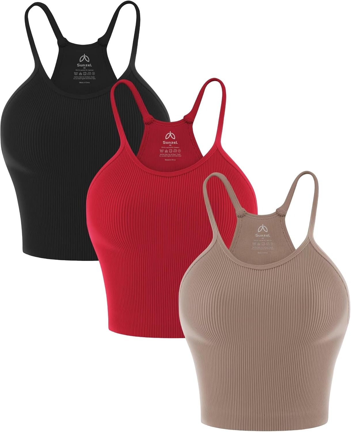 Sunzel Free to Be Tank - Seamless Ribbed Crop Top for Yoga