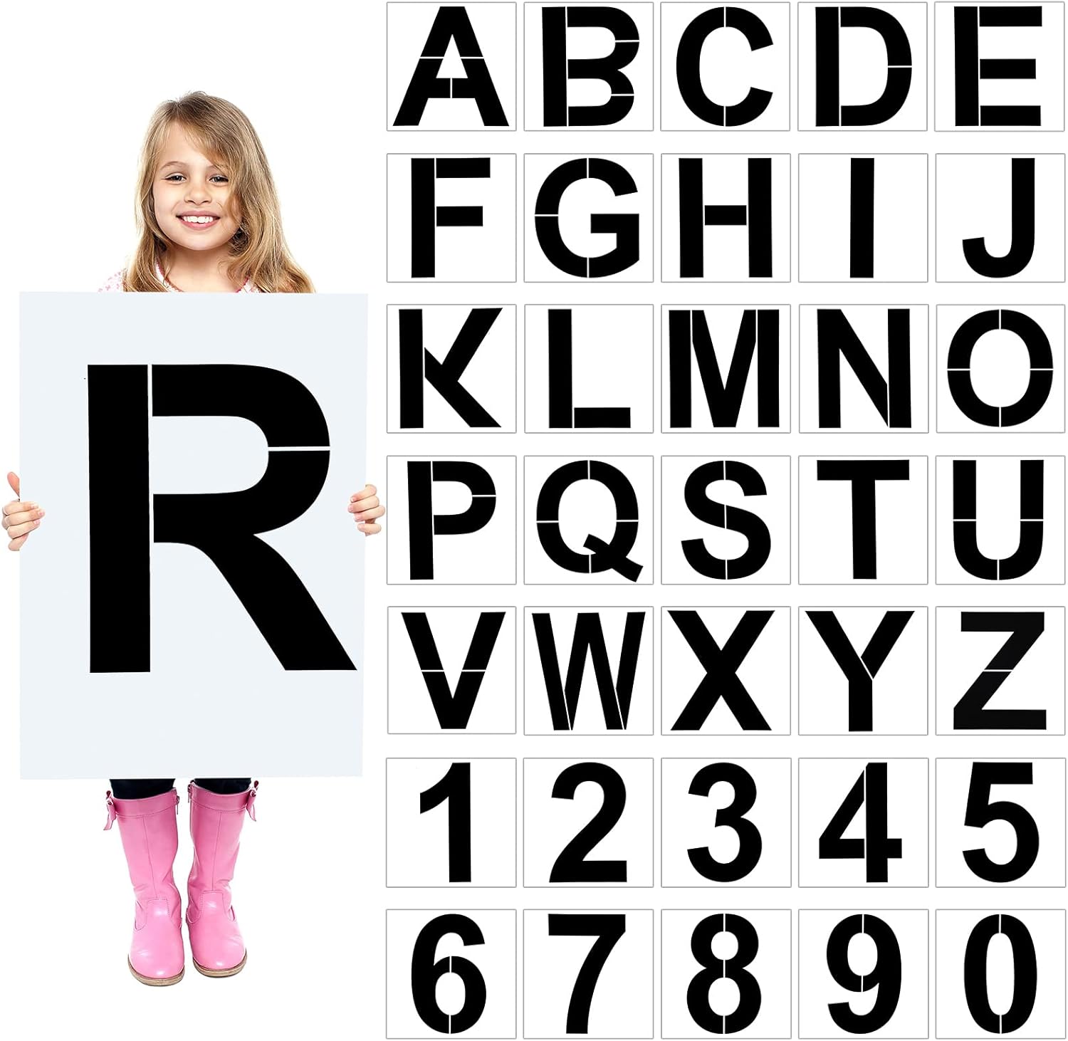 Large Letter and Number Stencils for DIY Projects and Crafts