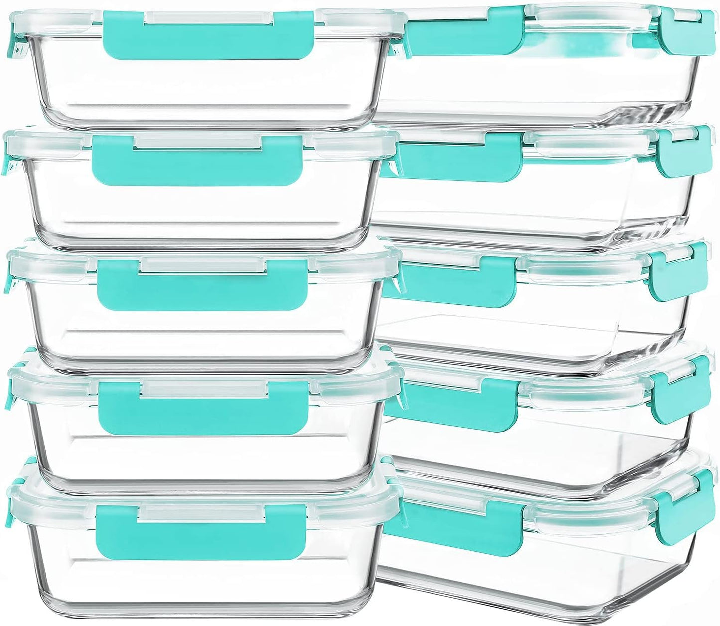 10-Pack Glass Meal Prep Containers: Airtight & Versatile Storage Solution