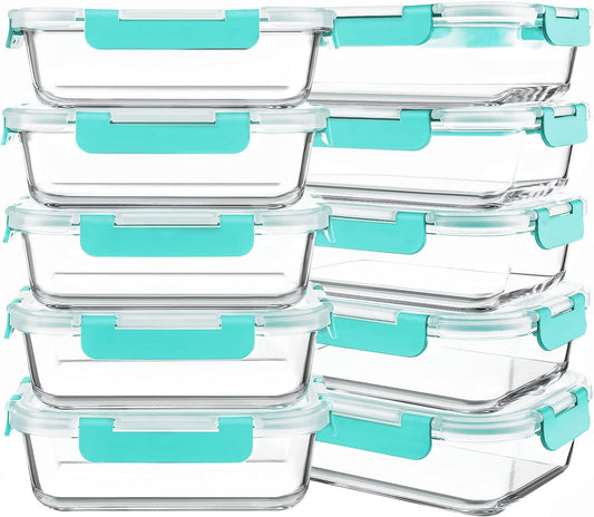 10-Pack Glass Meal Prep Containers: Airtight & Versatile Storage Solution