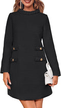 Wenrine Womens Long Sleeve Tweed Dress for Office Elegance