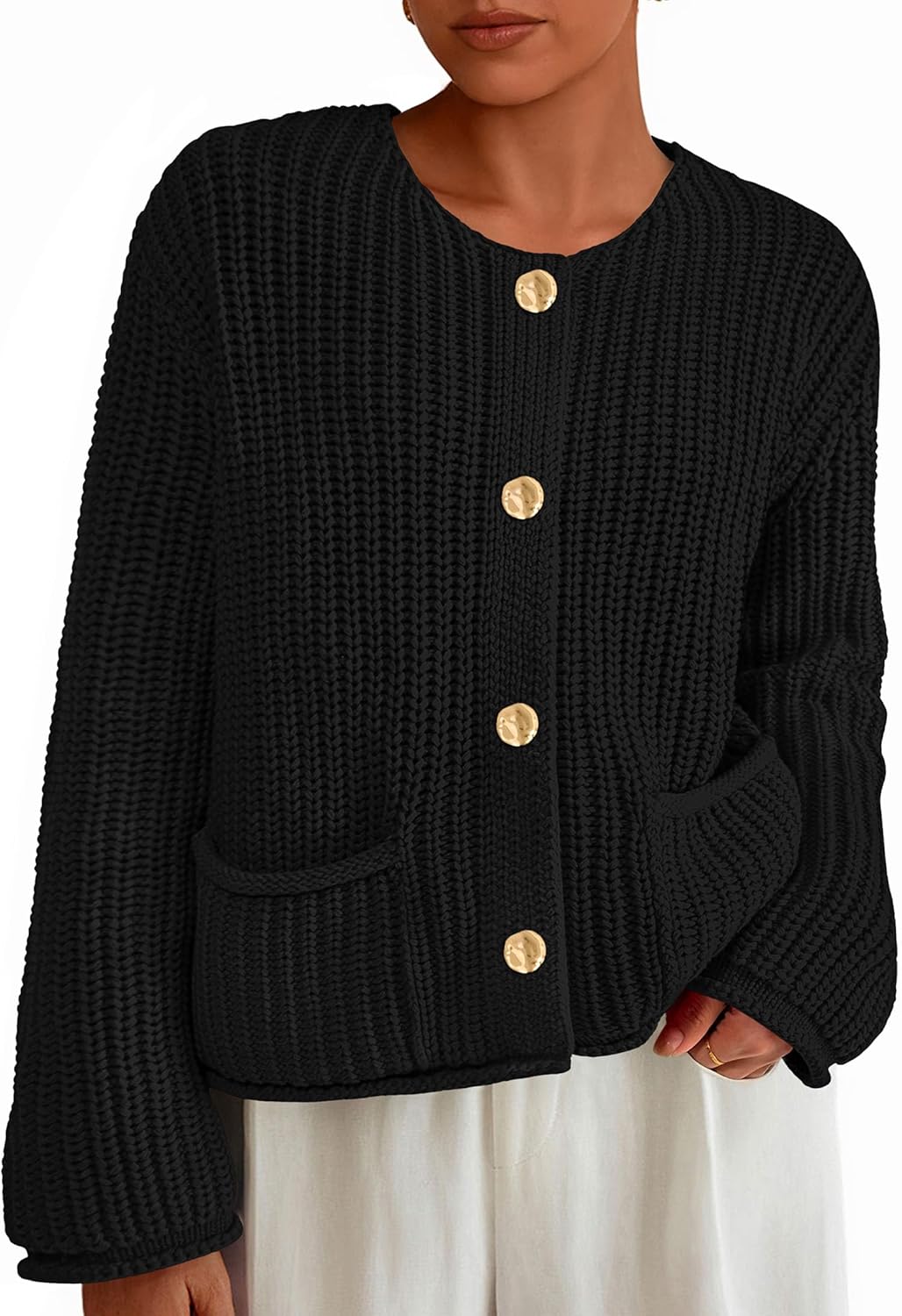 Trendy Oversized Knit Cardigans for Women with Pockets