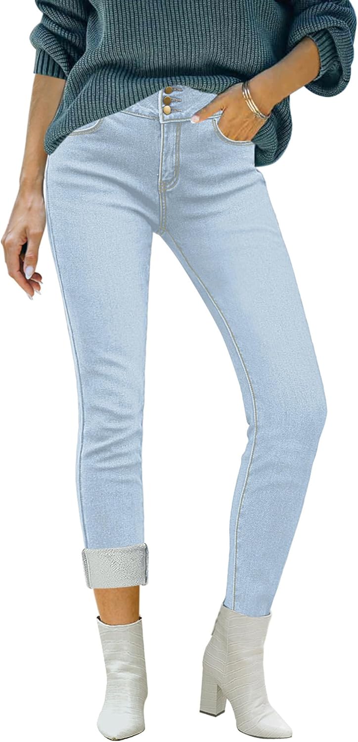 Luvamia Women's Fleece Lined Jeans for Winter Warmth and Style