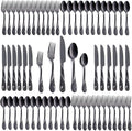 Black Silverware Set for 12, 60-Piece Stainless Steel Flatware Set