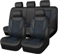 Car Seat Covers Full Set - Luxury PU Leather Black and Blue