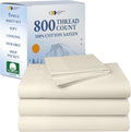 Split King Sheets Set 800 TC 100% Cotton Sateen - Luxury Ivory
