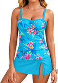 Womens Underwire Tankini Two Piece Skirt Swimwear - Tummy Control