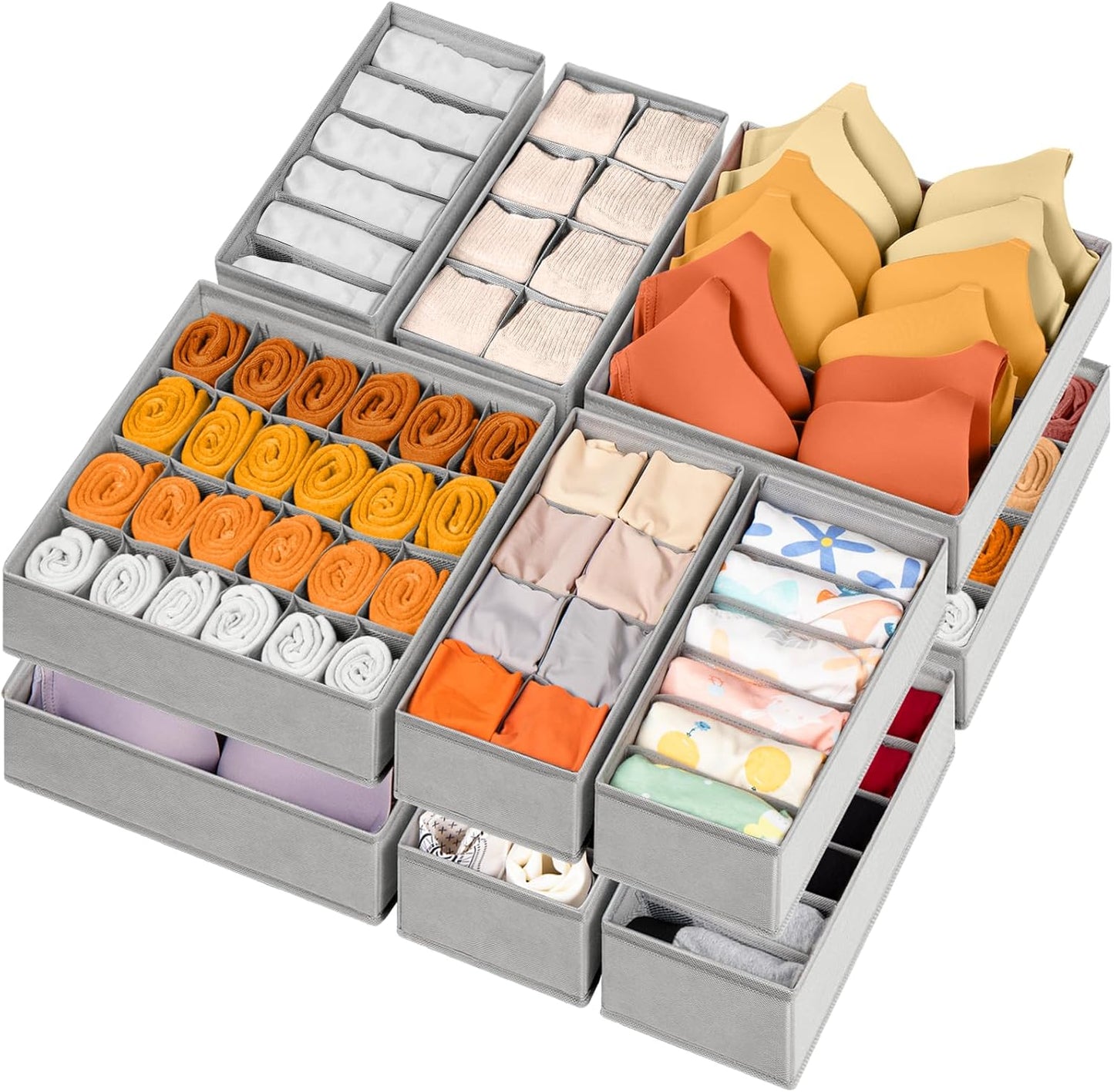 12 Pack Sock Underwear Drawer Organizer Dividers for Storage
