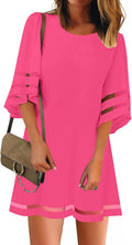 LookbookStore Women Casual Crewneck Mesh Panel 3/4 Bell Sleeve Loose 8
