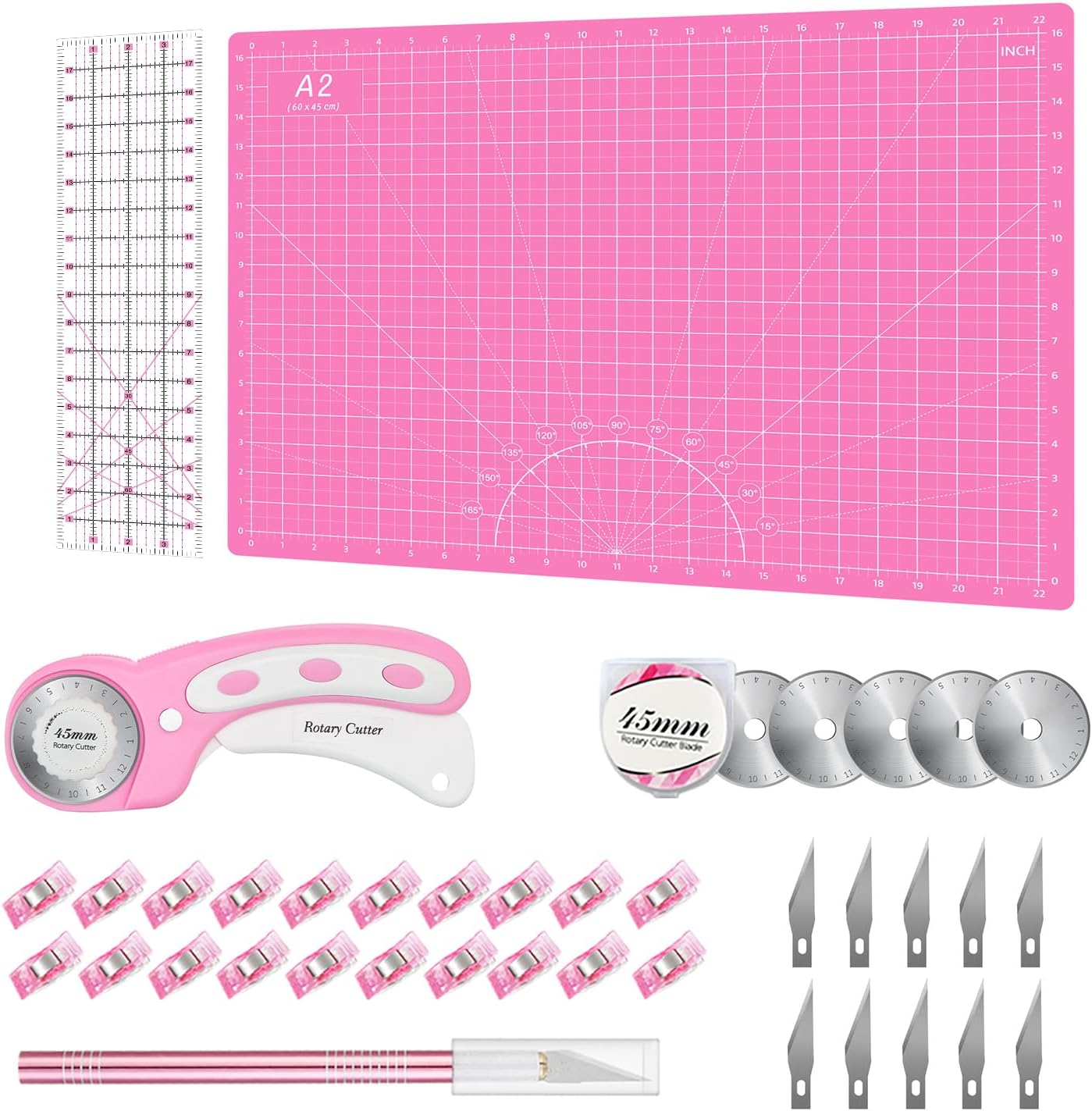 Rotary Cutter Set Pink - Essential Quilting Kit for Crafters