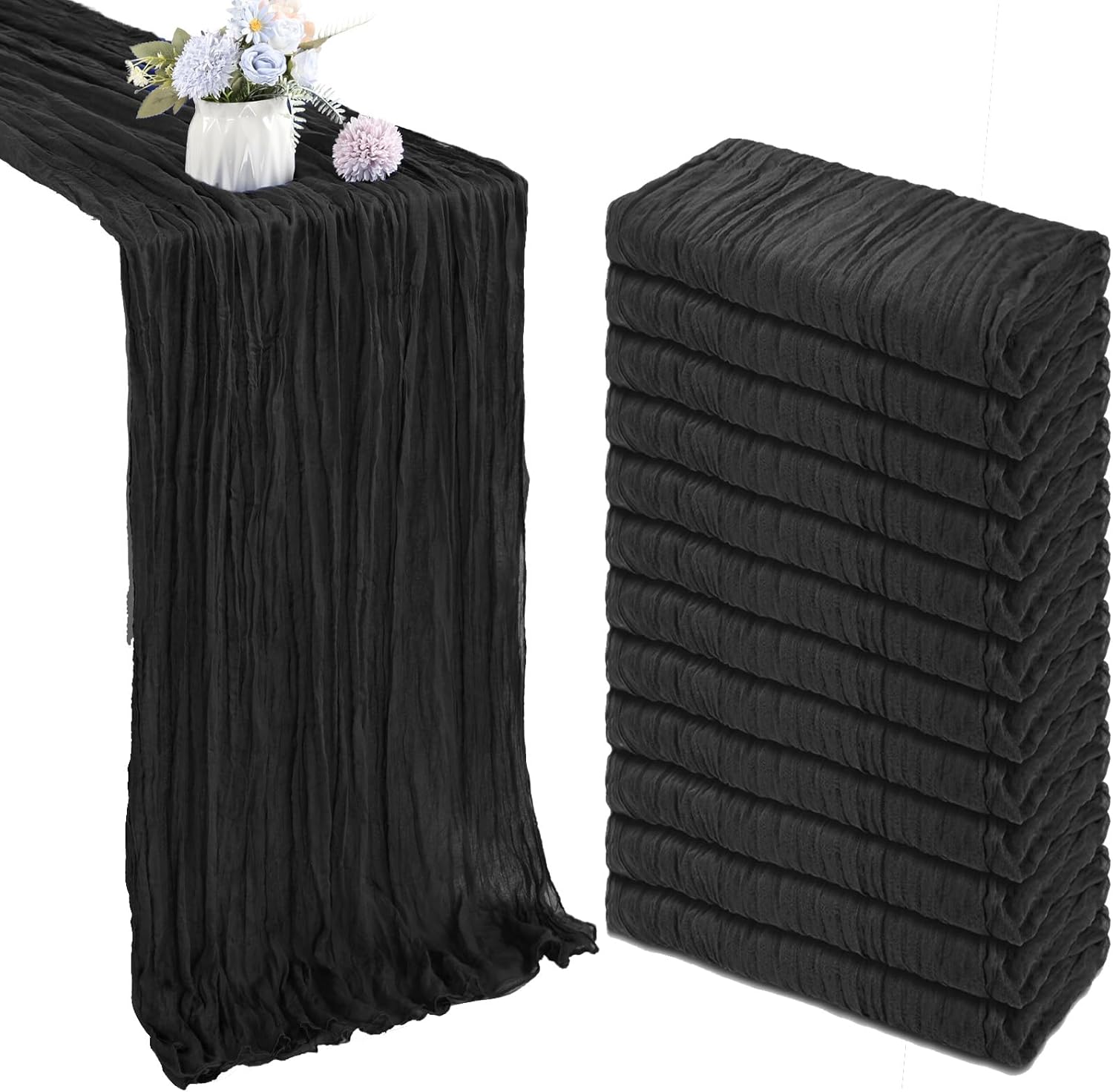 10FT Black Halloween Table Runner Cheesecloth for Events