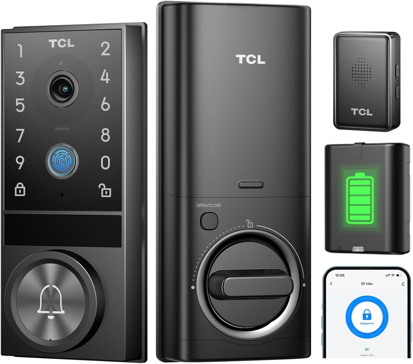 TCL D1 Max Security Smart Lock: 3-in-1 Camera & Keyless Entry