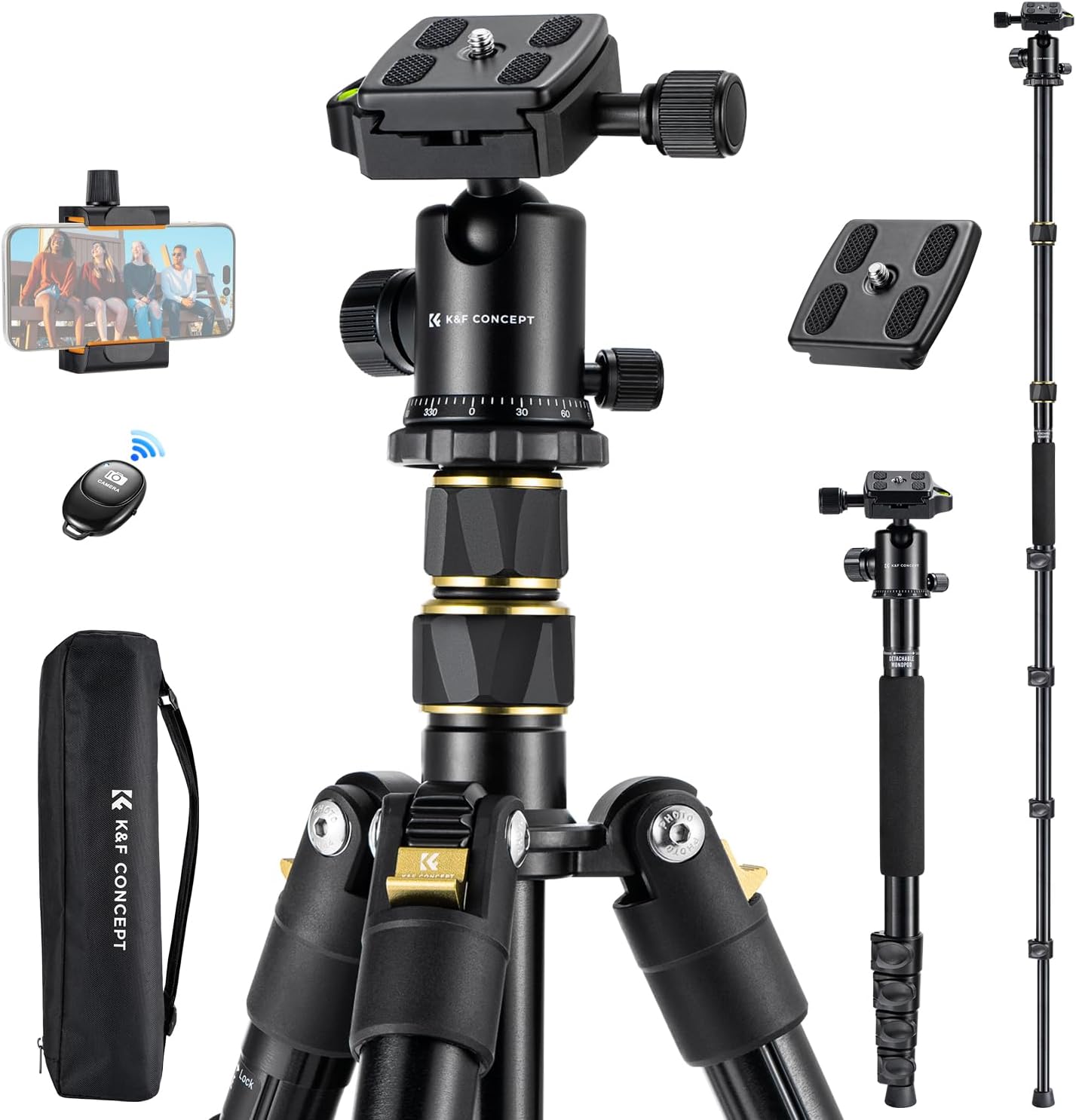 K&F CONCEPT 72in Aluminum Tripod for Camera - Lightweight & Stable