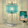 Crystal Table Lamp with Touch Control and USB Ports - 3-Way Dimmable