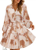 ZESICA Womens Fall Floral Mini Dress - Flowy Button Down Chiffon