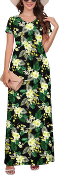 Maxi Dress for Women Rayon Blend Short Sleeve Casual Summer
