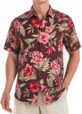 Mens Hawaiian Silk Blend Short Sleeve Shirt - Relaxed Resort Fit