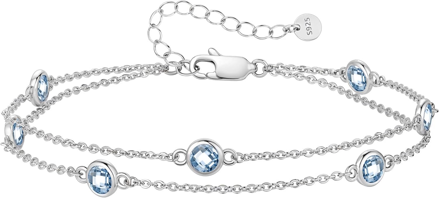 Elegant Double Strand Birthstone Charm Bracelets for Women 2023