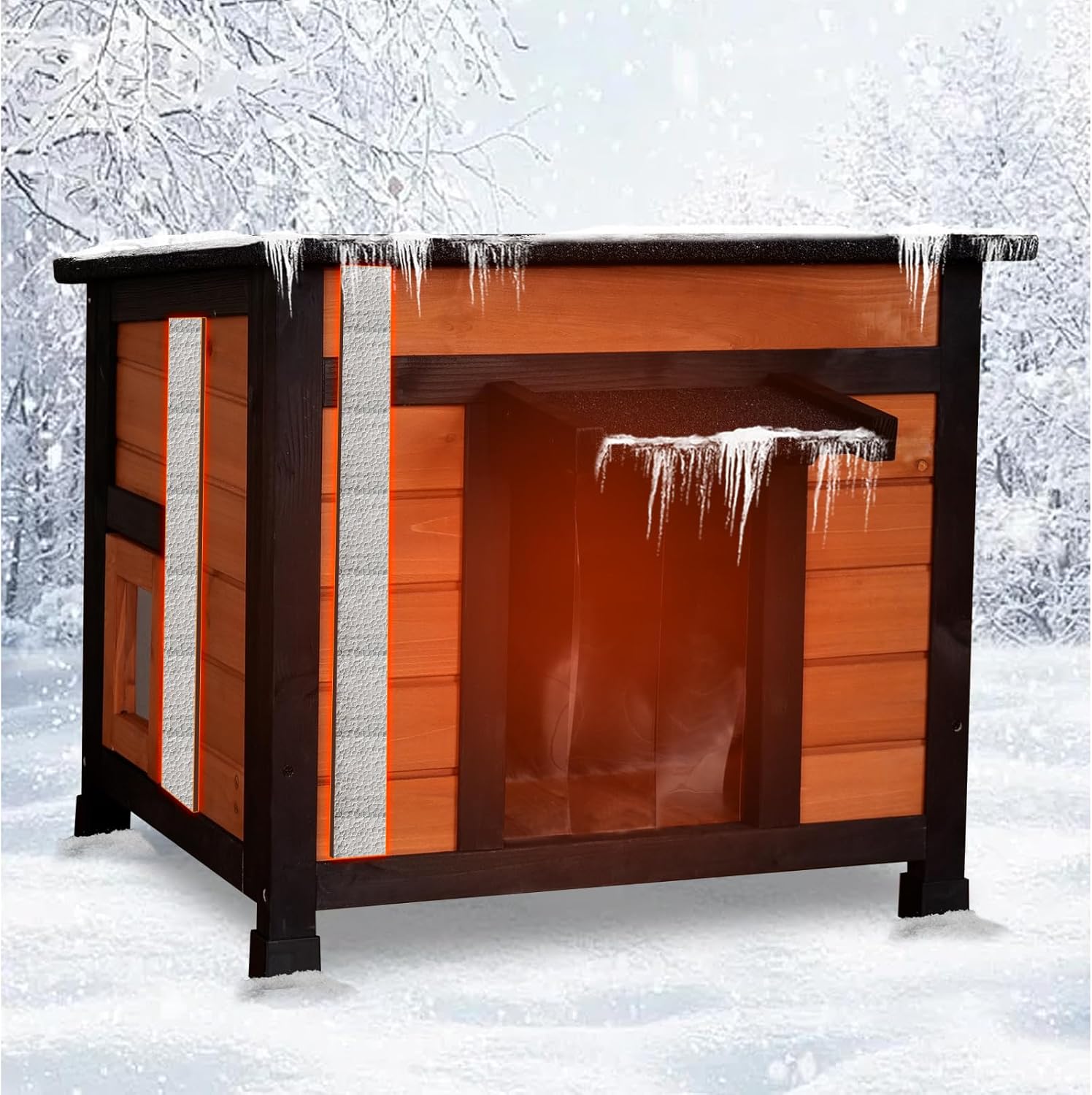 Insulated Outdoor Cat House for Winter Stray Cats with Escape Doors