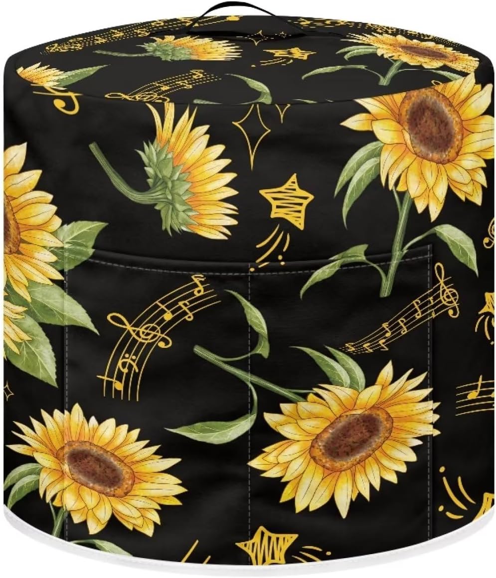 Sunflower Print Instant Pot Cover, Music Design, Dust Proof, with Pocket, L
