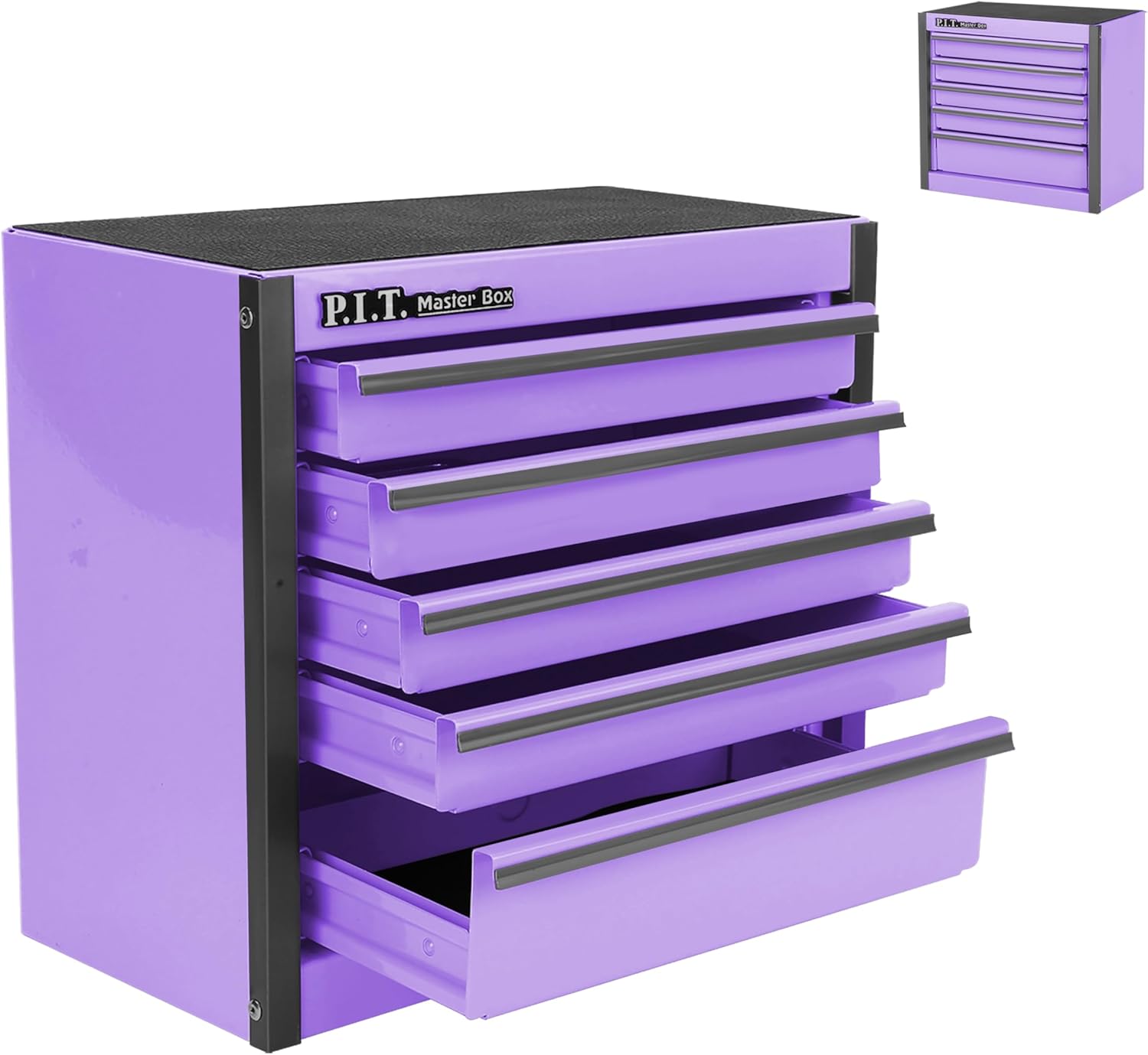 P.I.T. Mini Lavender Fog Tool Box - Portable 5-Drawer Steel Case