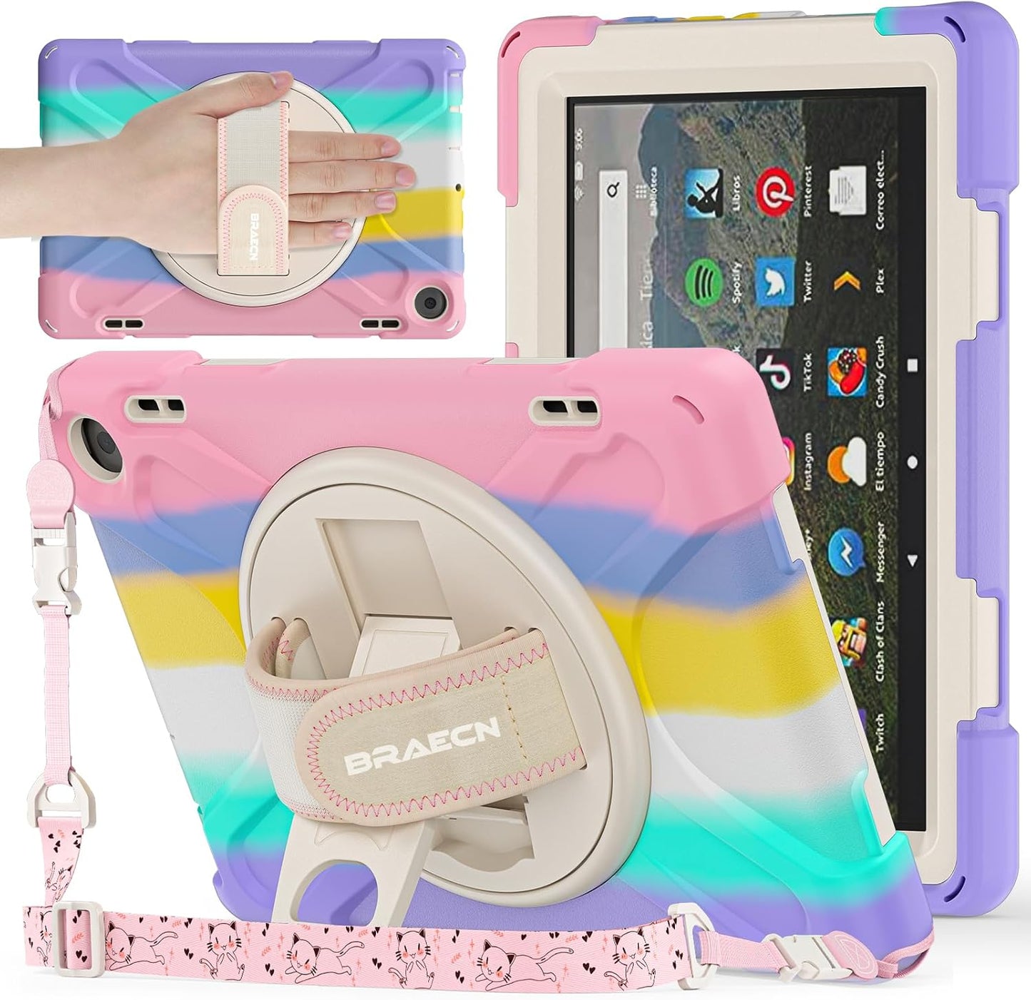 BRAECNstock Kids Case for Fire HD 8 Tablet with Hand Strap