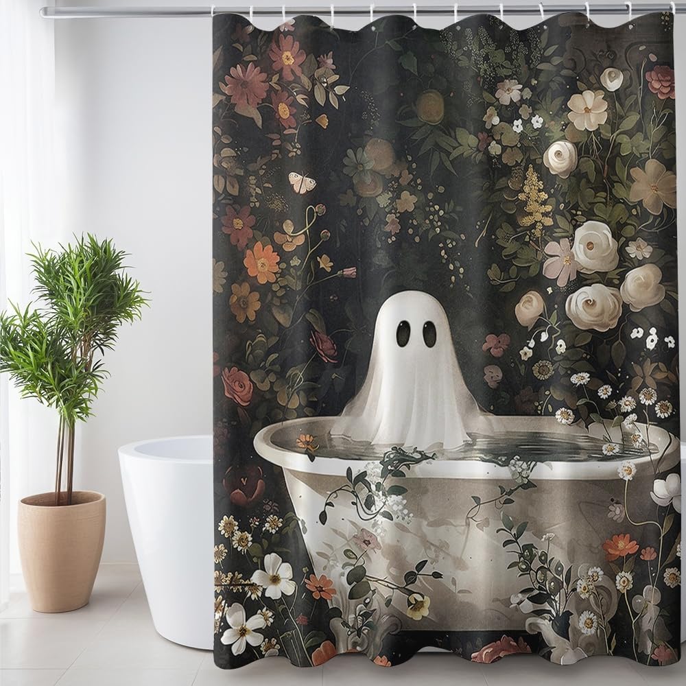 Vintage Gothic Halloween Shower Curtain Set
