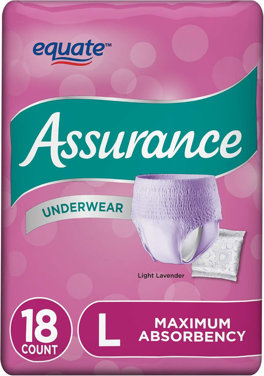 Comfortable Protection: Assurance Women's Large Underwear, 18-Count x3