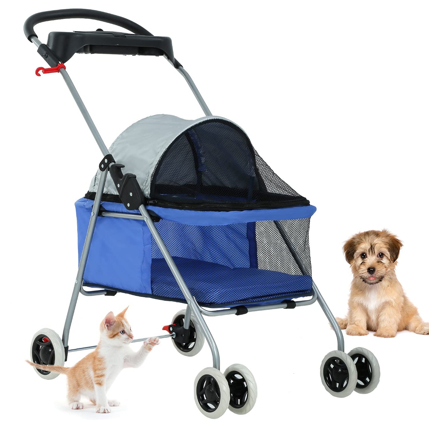 Pet Stroller 4 Wheels Folding Waterproof Travel Cat Dog Stroller