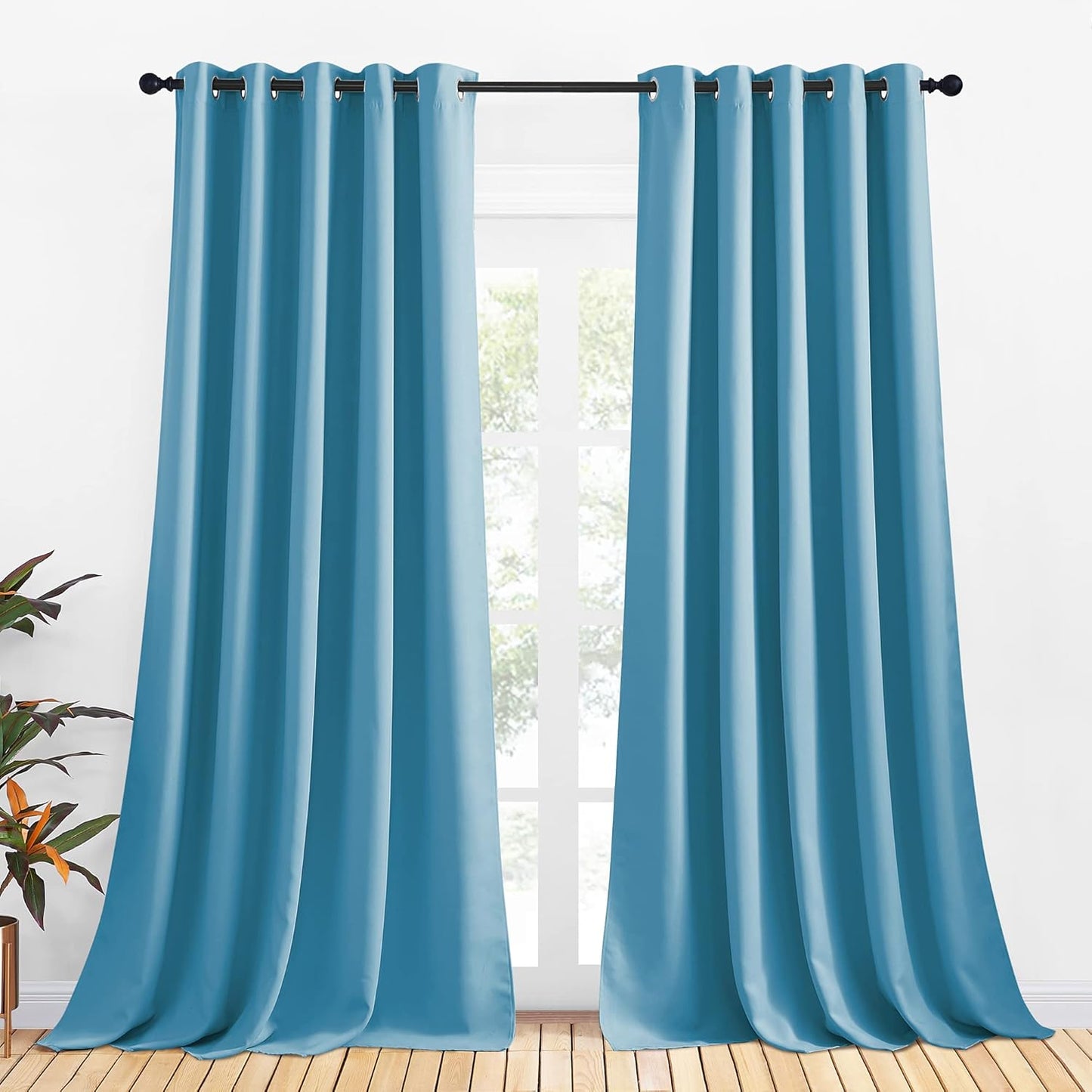 NICETOWN Blackout Curtain Panels for Bedroom, Elegant Teal Blue